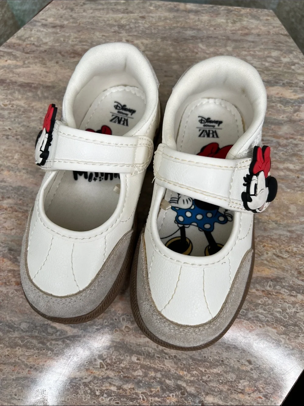 Zara White Minnie Mouse Mary Jane Walker Shoes US Baby 7 Euro 23